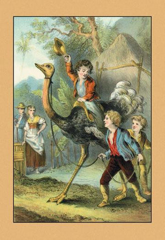 The Swiss Family Robinson: Training the Ostrich 12x18 Giclee on canvas