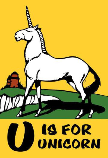 U is for Unicorn 12x18 Giclee on canvas