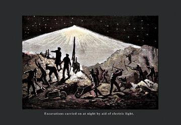 Night Excavations 12x18 Giclee on canvas