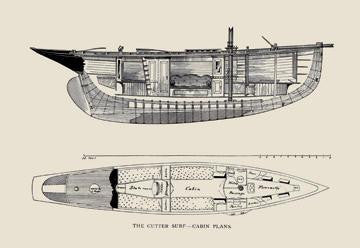 The Cutter Surf  Cabin Plans 12x18 Giclee on canvas