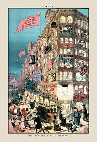 Puck Magazine: The Dry Goods Store of the Period 12x18 Giclee on canvas