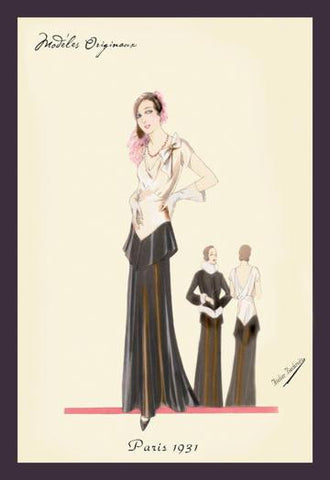 Eveningwear in Black and White 12x18 Giclee on canvas