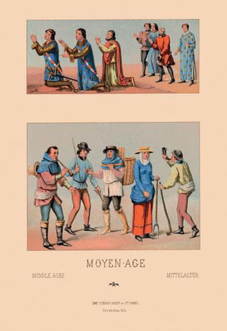 A Variety of French Medieval Costumes 12x18 Giclee on canvas