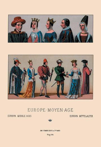 Civil Costumes of the French Nobility  1364-1461 #1 12x18 Giclee on canvas