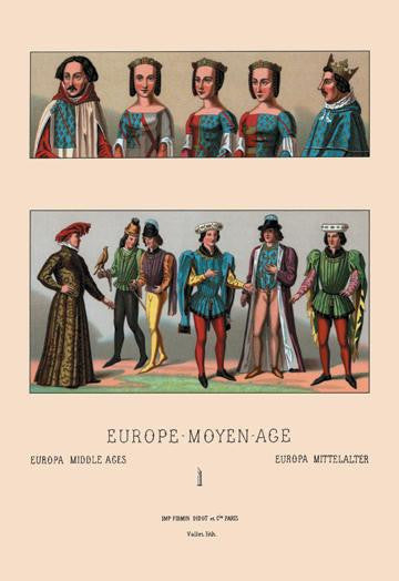 Civil Costumes of the French Nobility  1364-1461 #2 12x18 Giclee on canvas