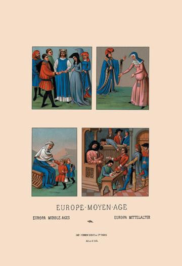 Civil Costumes and Judicial Scenes of Fifteenth Century Europe 12x18 Giclee on canvas