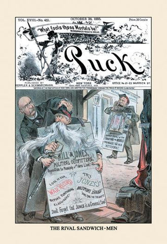 Puck Magazine: The Rival Sandwich-Men 12x18 Giclee on canvas