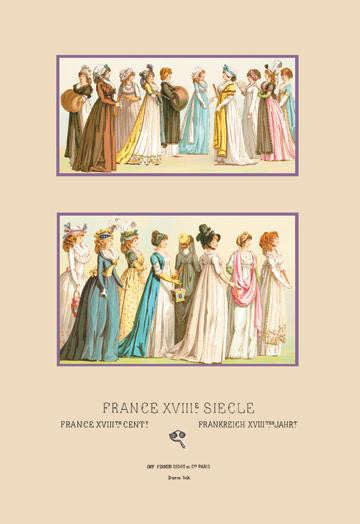 French Gowns  1694-1800 12x18 Giclee on canvas