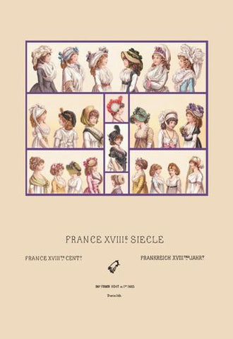 French Hats and Hairstyles of the Eighteenth Century 12x18 Giclee on canvas