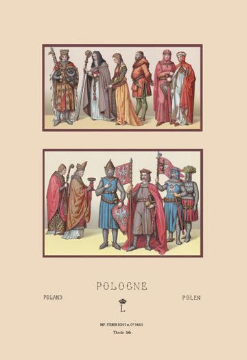 A Variety of Polish Costumes  1200-1399 12x18 Giclee on canvas