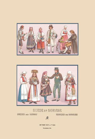 Popular Scandinavian Fashions of the Peasant Class 12x18 Giclee on canvas