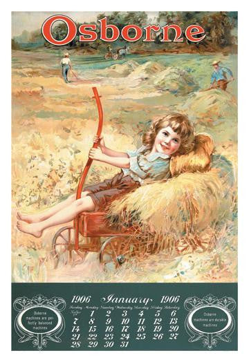 Osborne - Girl on Hay Wagon 12x18 Giclee on canvas