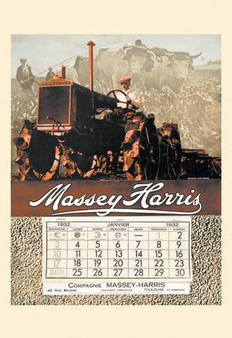 Massey Harris Calendar 12x18 Giclee on canvas