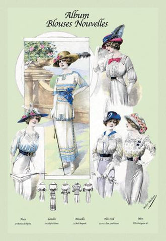 Album Blouses Nouvelles: Ladies in Flowered Hats 12x18 Giclee on canvas