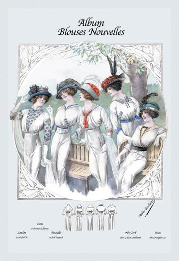 Album Blouses Nouvelles: Five Ladies in White 12x18 Giclee on canvas