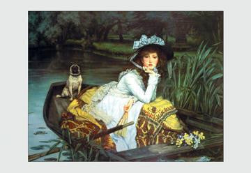 Young Woman Looking in a Boat 12x18 Giclee on canvas