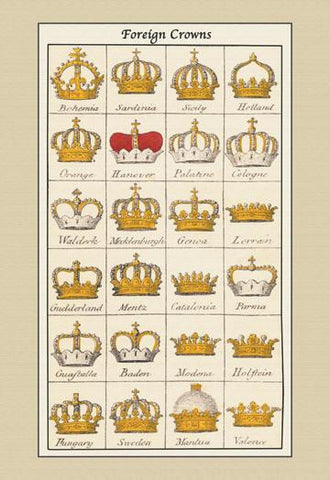Foreign Crowns - Bohemia  Sardinia  et al. 12x18 Giclee on canvas