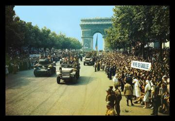 Crowds of French Patriots Line the Champ Elysess 12x18 Giclee on canvas