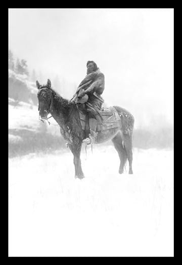 Native American in Snow 12x18 Giclee on canvas