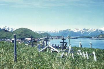 The Russian Orthodox graveyard at Unalaska 12x18 Giclee on canvas