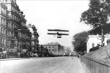 Farman Biplane over Washing ton D.C. 12x18 Giclee on canvas