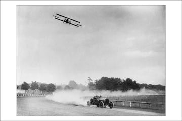 The Airplane races the Automobile 12x18 Giclee on canvas