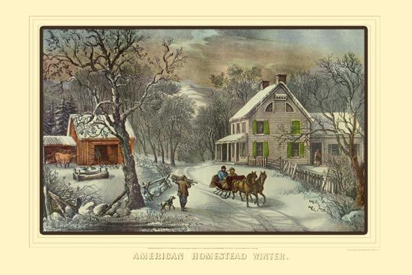 American Homestead Winter 12x18 Giclee on canvas