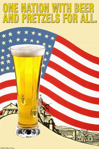 One Nation with Beer & Pretzels for All 12x18 Giclee on canvas