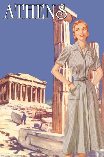 Athens 50&#39;s Fashion Tour I 12x18 Giclee on canvas