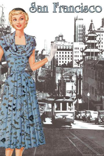 San Francisco Walking Dress I 12x18 Giclee on canvas