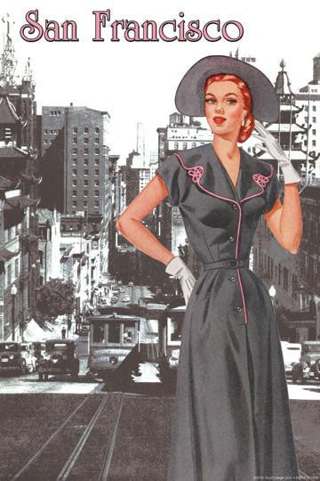 San Francisco Walking Dress II 12x18 Giclee on canvas