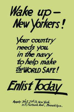 Wake up--New Yorkers! Your country needs you in the navy to help make the world safe! Enlist today 12x18 Gicle