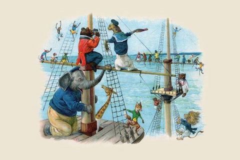 Up the Rigging the Monkeys Ran 12x18 Giclee on canvas