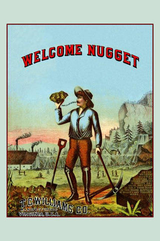 Welcome Nugget Tobacco Label 12x18 Giclee on canvas