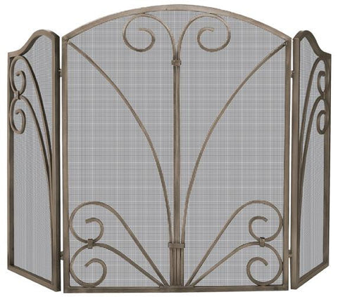 3 Fold Venetian Bronze Screen With Decorative Scrollwork