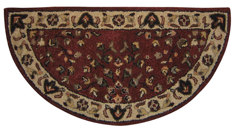 Red W- Beige Hand-tufted 100% Wool Hearth Rug