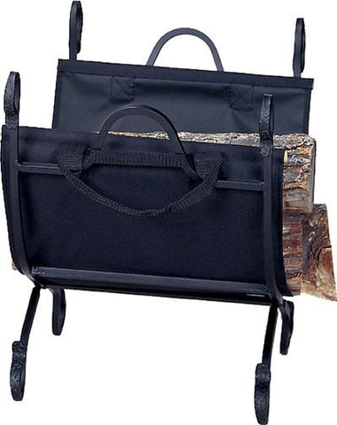 Hammered Crock Black Log Holder With Canvas Carrier