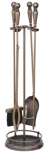 5 Pc Venetian Bronze Fireset W- Ball Handles