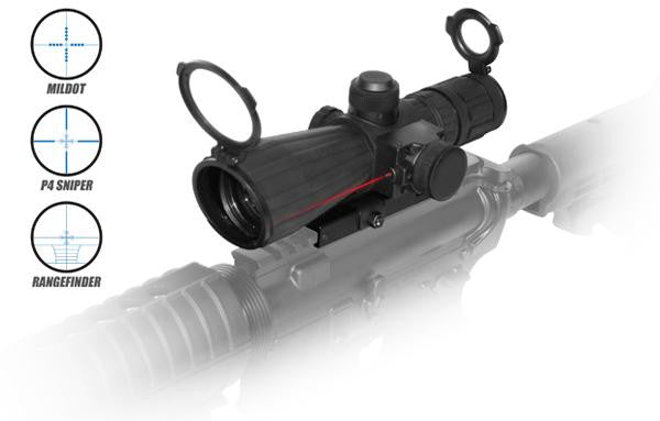 NcStar Mark III Tactical SRT Series 4x32 Rubber Compact with Red Laser P4 Sniper Scope