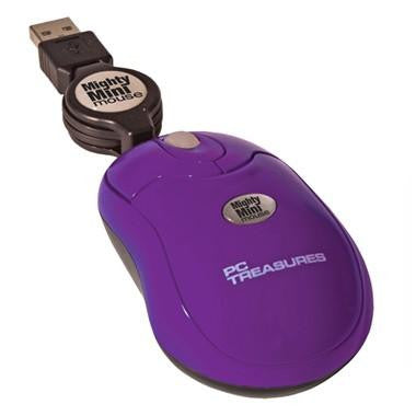 USB Mini Optical 3 button Scroll Wheel  Mouse w- Retractable Cord Purple