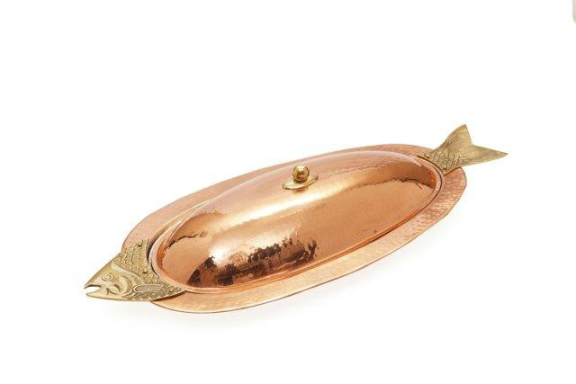 22 x 9.25 x 5 Decor Copper Covered Fish Platter