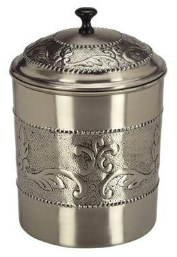 6.75 x 7.5 Antique Embossed Pewter Cookie Jar 4 Qt