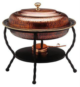 16.5 x 12.5 x 18 Oval Antique Copper Chafing Dish 6 Qt