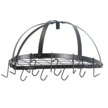 22 x 11.5 Oiled Bronze Pot Rack w-Grid & 12 Hooks