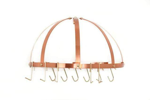 22 x 11.5 Satin Copper Pot Rack w-Grid & 12 Hooks