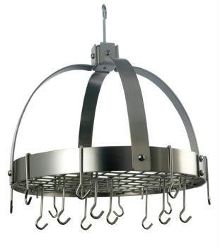 18.5 x 21 Dome Satin Nickel Pot Rack w-Grid 16 Hooks