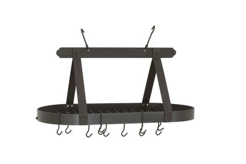 36 x 19 x 15.5 Oval Graphite Pot Rack w-Grid 16 Hooks