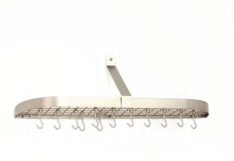 36 x 9 x 11.25 Satin Nickel Wall Pot Rack w-12 Hooks