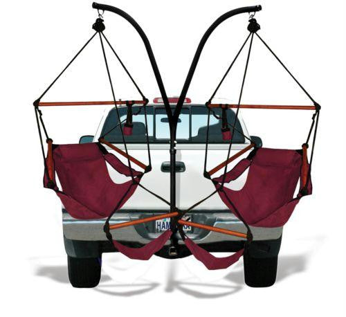 Trailer Hitch Stand and 2 Burgundy Hammaka Chairs Combo - WD