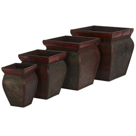 Square Planters w-Rim (Set of 4)